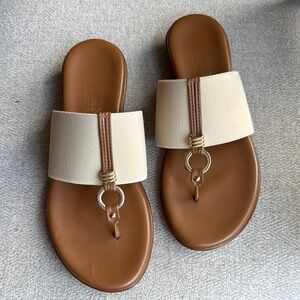 Italian Shoemakers Cream and Brown Women's Sandals